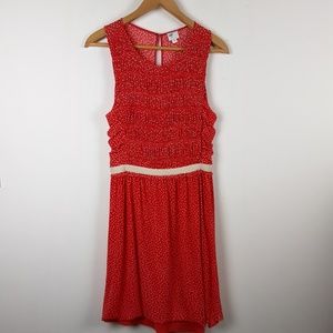 Postmark Sleeveless Coral Polka Dot Dress